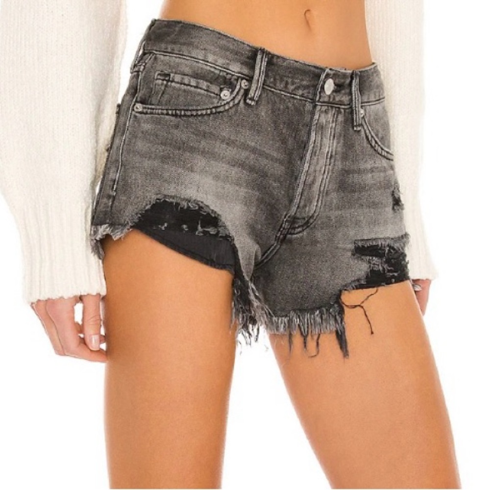 Sz 26 NWT Free People Buttonfly Black Denim Festival Shorts